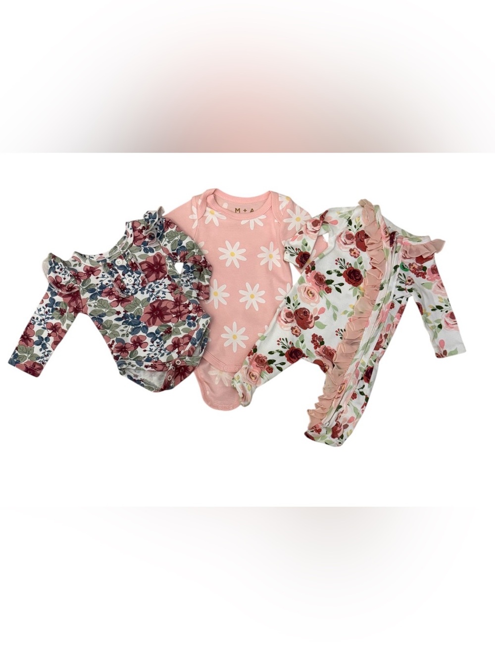 #33 - Baby 🍼 Girl Bundle 3 Pc Set 0-3M Floral Monica + Andy & Baby Essentials - Picture 9 of 9